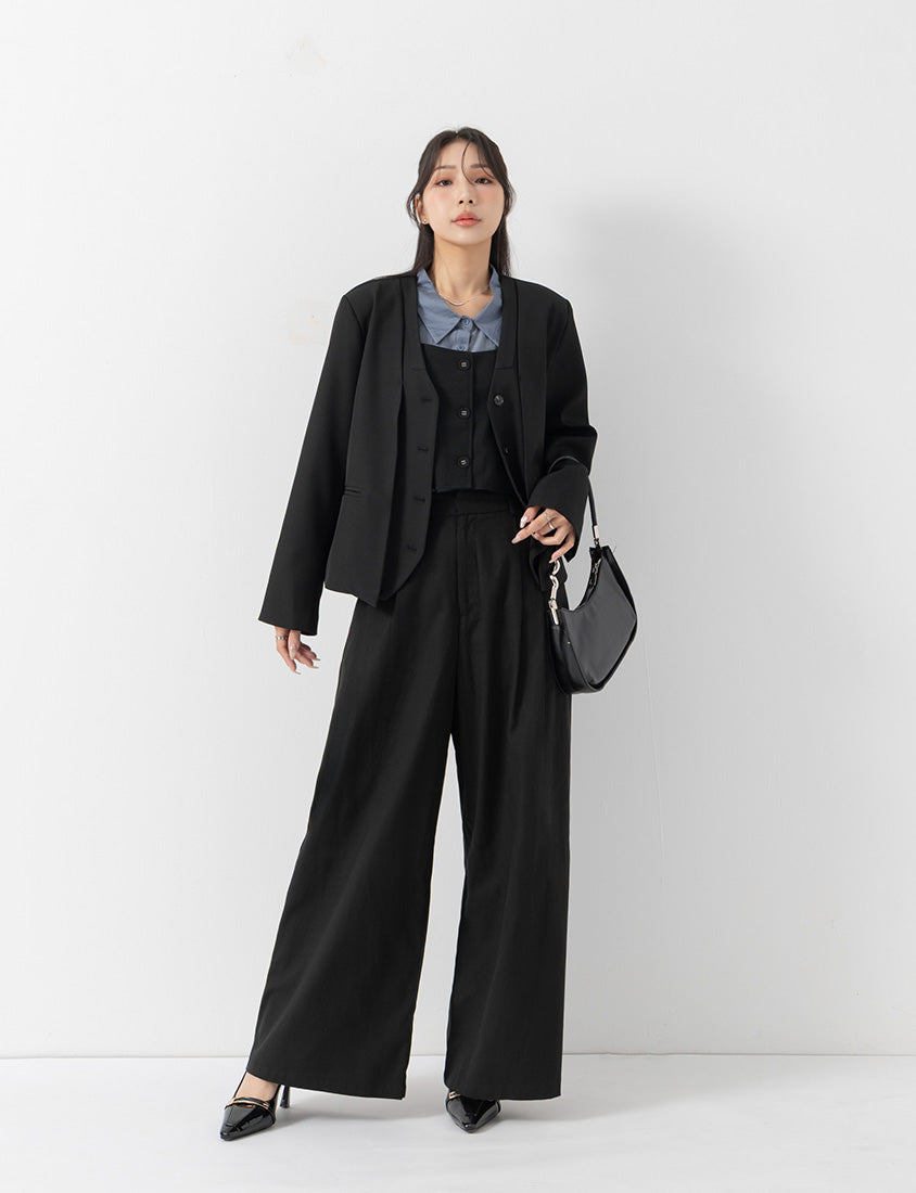 MISS. Tailored Pleated Lyocell Suit Plus Size Trousers