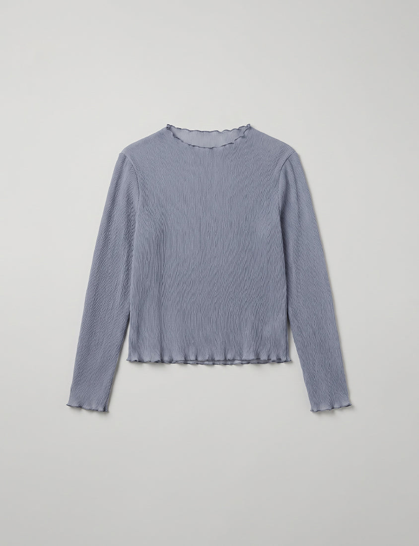 MISS. Ethereal Crinkle Sheer Mock-Neck Plus Size Top