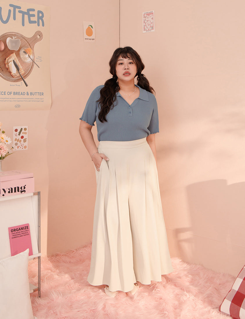 Instant Cooling Chiffon Pleated Plus Size Wide Leg Pants