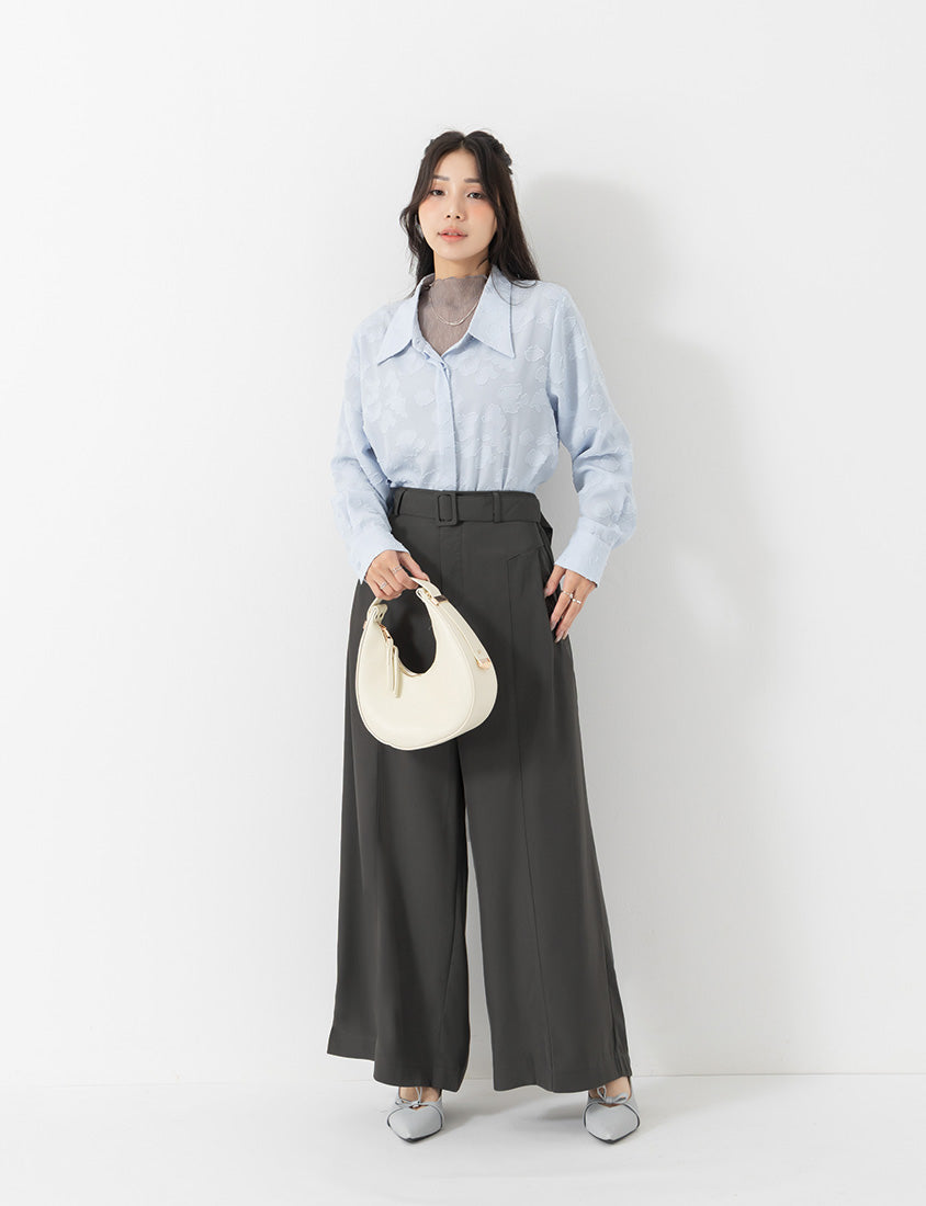 MISS. Tailored Wrinkle-Resistant Plus Size Wide Leg Pants (With Belt)