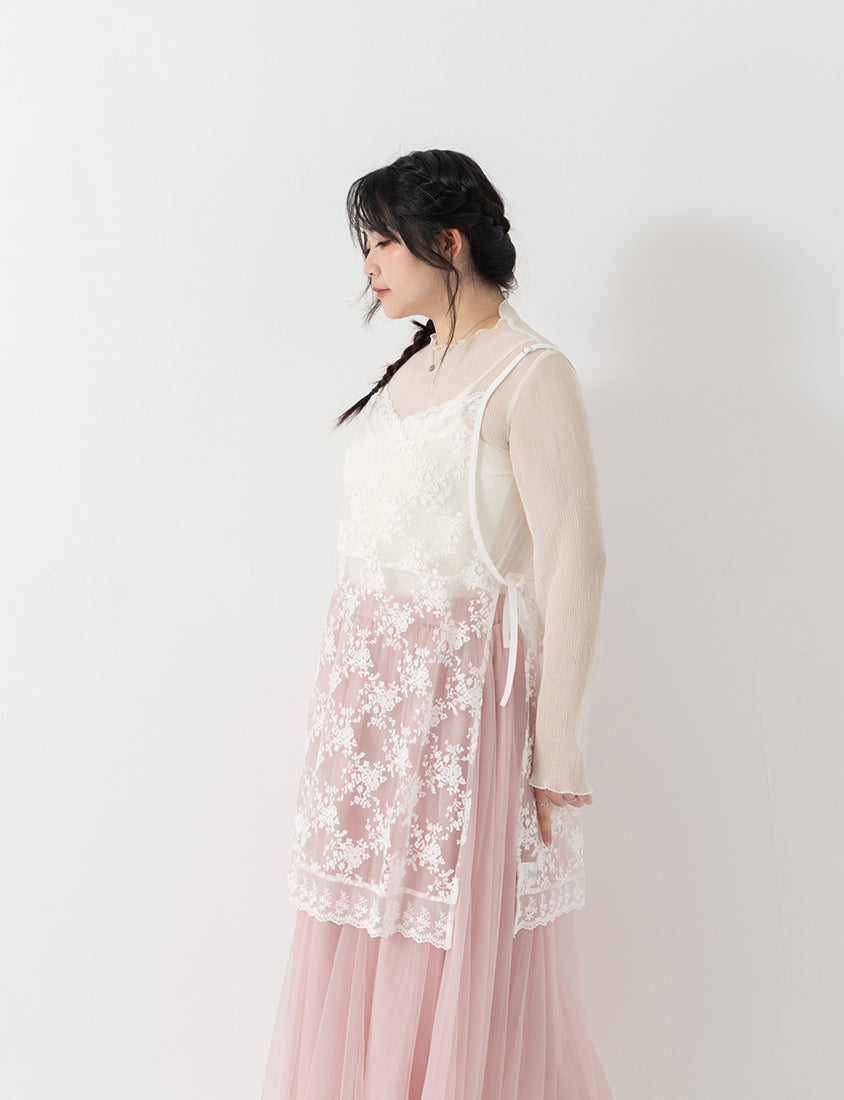 MISS. Lace Embroidered Side-Tie Layering Plus Size Vest