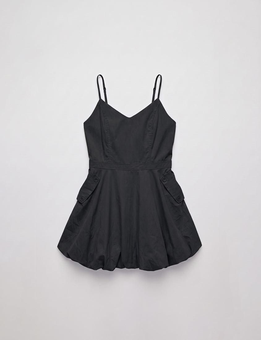 Cute Bubble Hem Adjustable Strap Plus Size Mini Dress