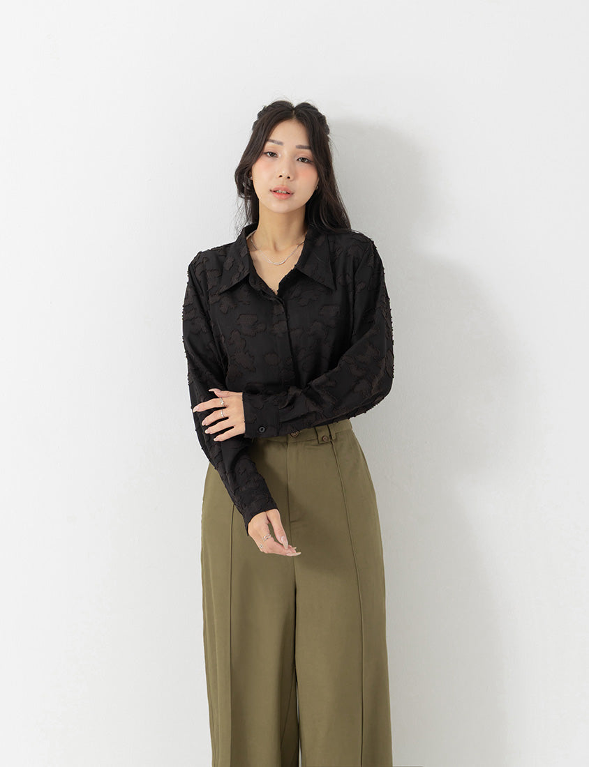 MISS. Lyocell Twill Topstitched Plus Size Trousers