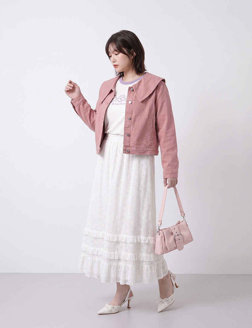 Sweet Collar Lyocell Twill Plus Size Jacket