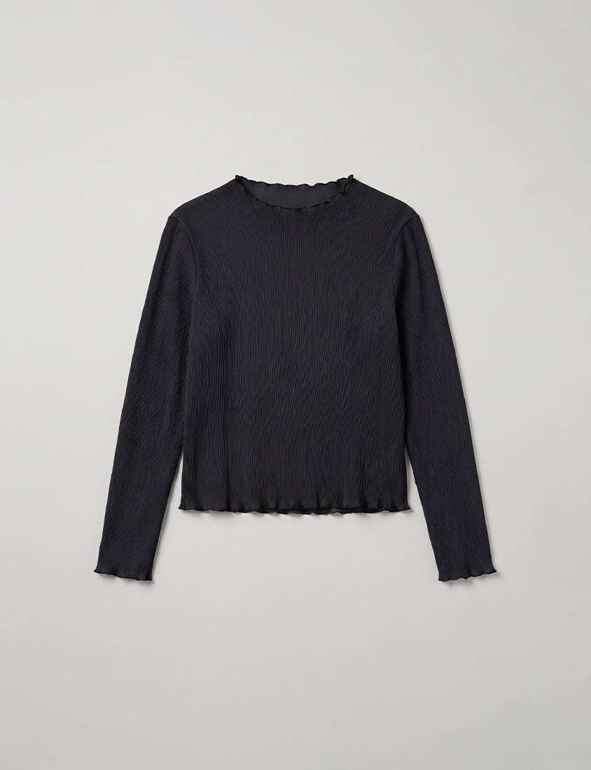 MISS. Ethereal Crinkle Sheer Mock-Neck Plus Size Top