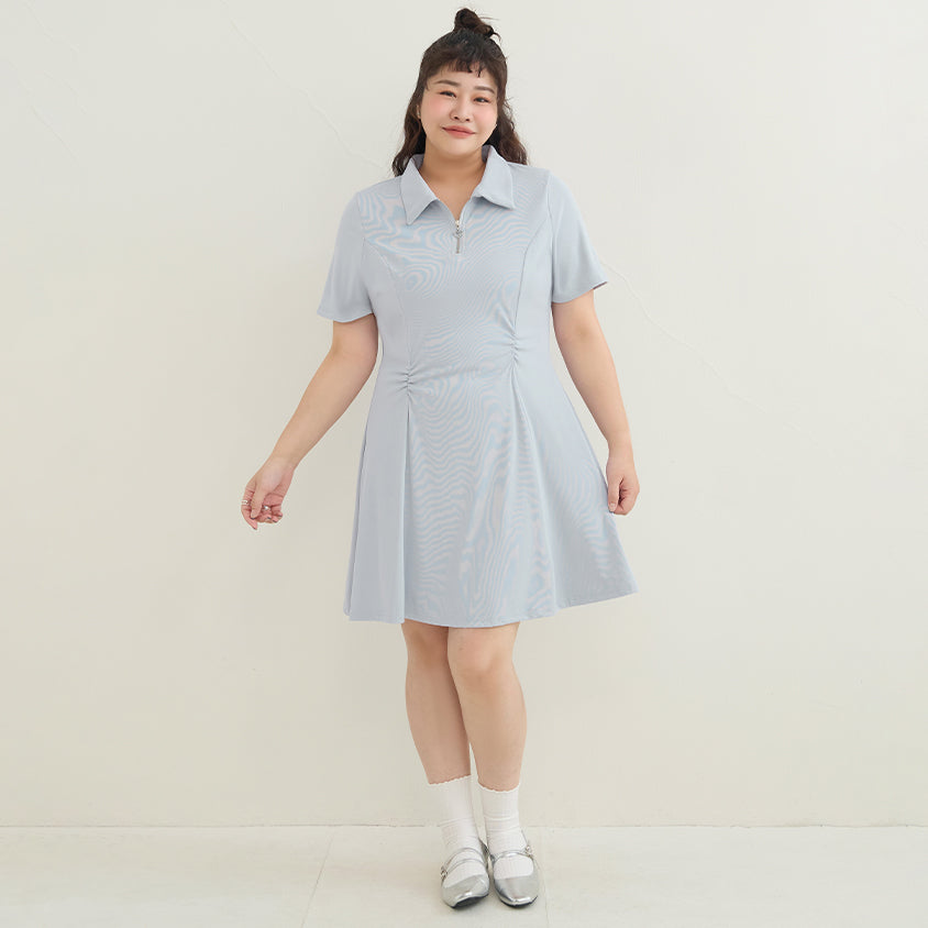 Waist-Defining Stretch Ribbed Plus Size Mini Dress