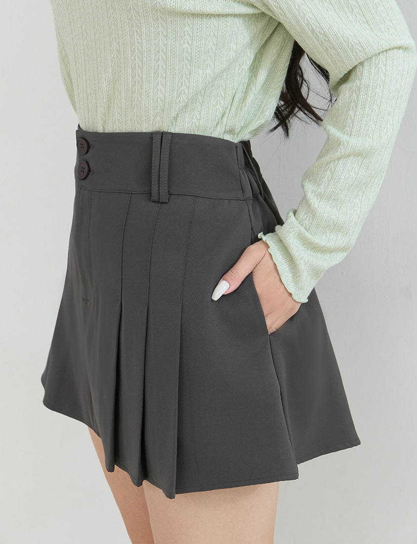 Slimming A-Line Pleated Plus Size Mini Skirt
