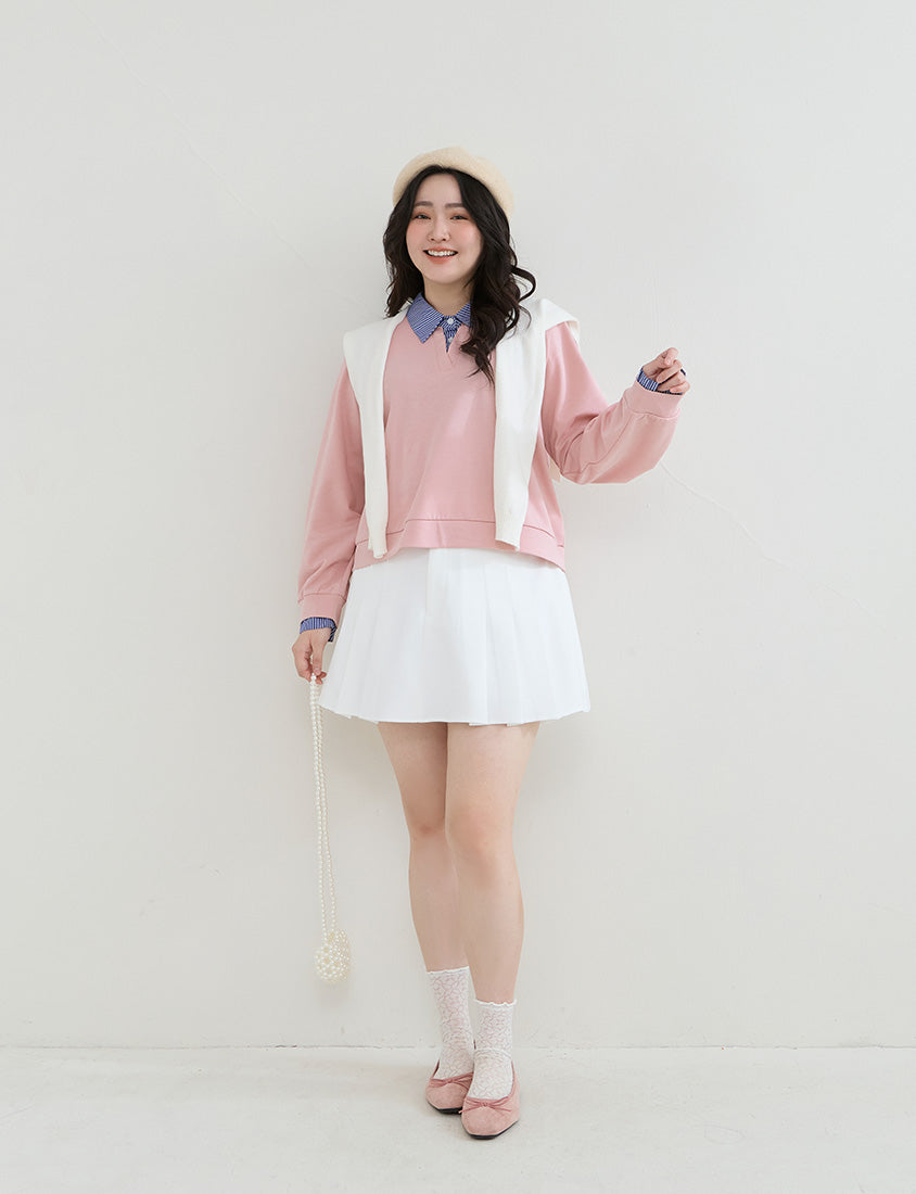 Heart Logo Faux Two Piece Plus Size Sweatshirt