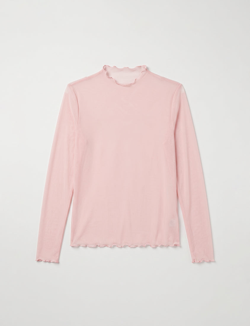 Versatile Ruffle Trim Sheer Long Sleeve Plus Size Top