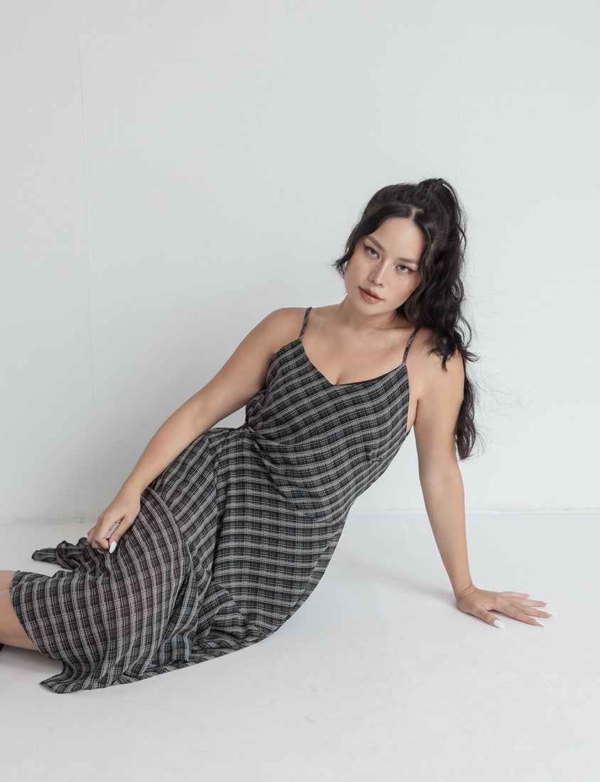 MUA! Asymmetrical Hem Plaid Plus Size Cami Dress