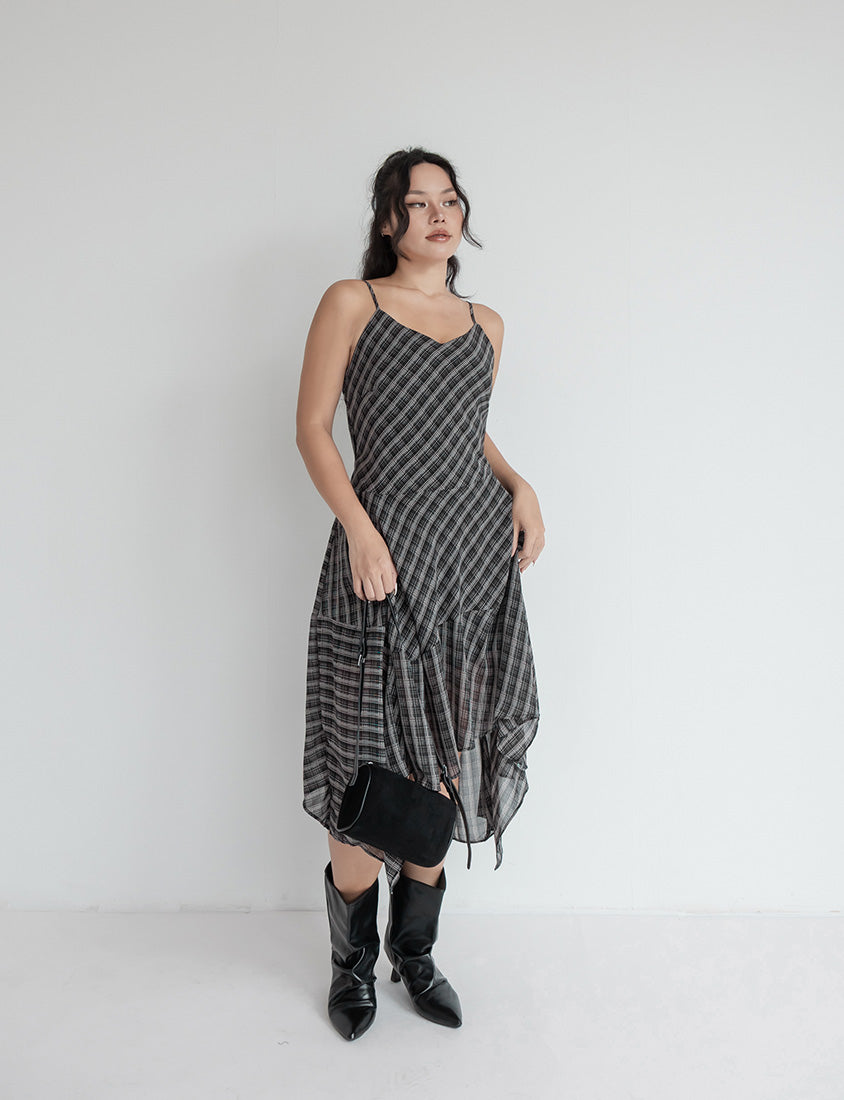 MUA! Asymmetrical Hem Plaid Plus Size Cami Dress