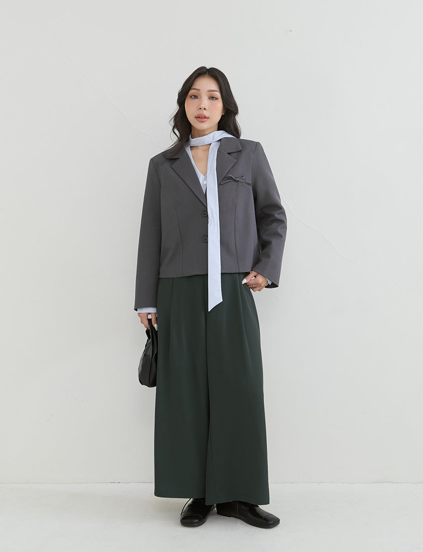 Asymmetrical Waist Pleated Chiffon Wide Leg Plus Size Pants