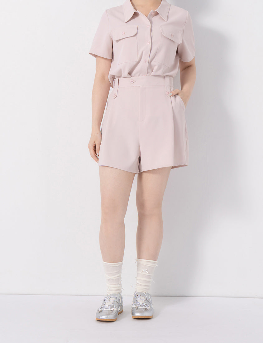 Contrast Stitch Lightweight Utility Chiffon Plus Size Shirt