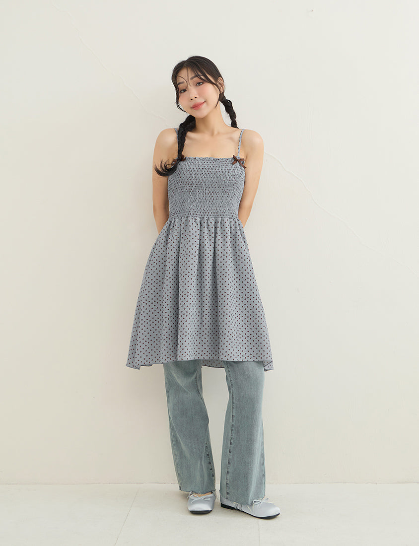 Sweet Contrast Heart Cami Plus Size Mini Dress