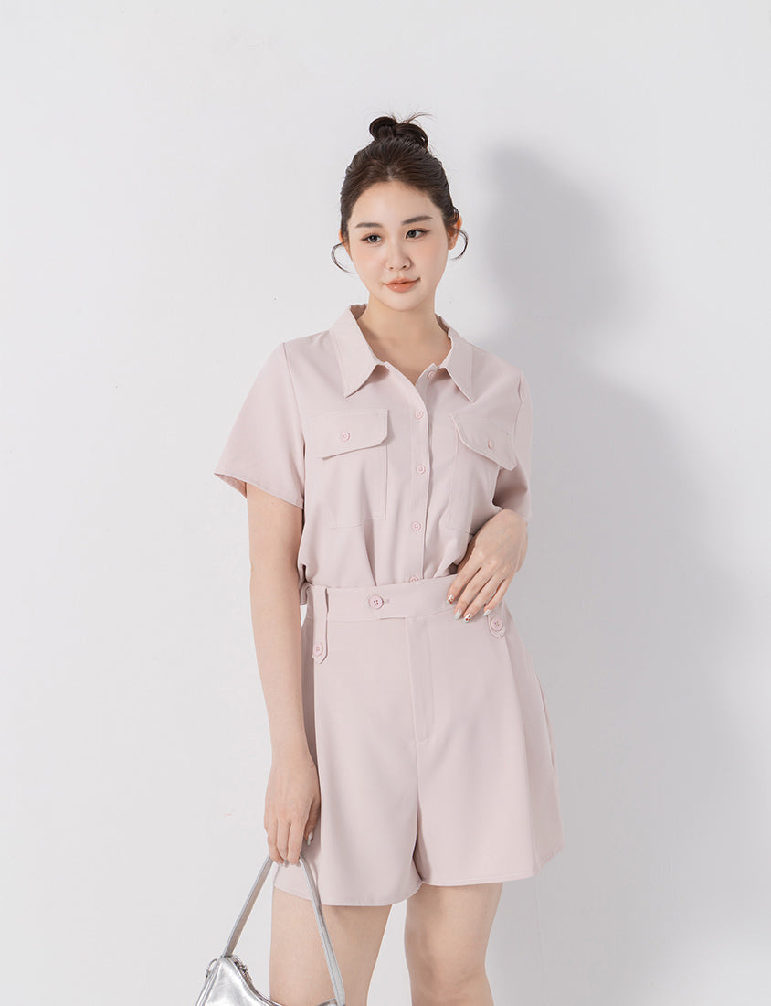 Contrast Stitch Lightweight Utility Chiffon Plus Size Shirt