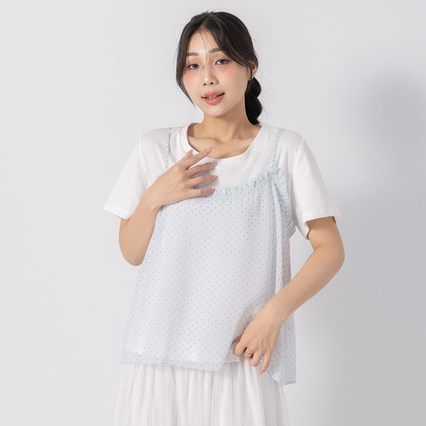 Two-Piece Cute Polka Dot Cami Top Plus Size Set