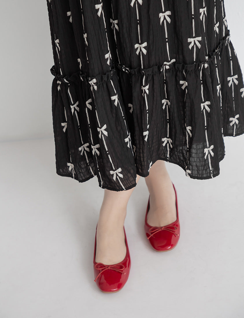 Sweet Chiffon Bow Faux Two-Piece Plus Size Maxi Dress