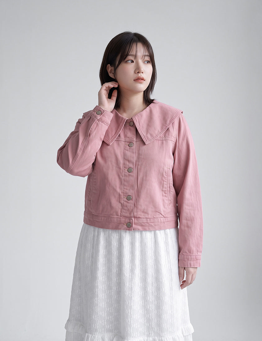 Sweet Collar Lyocell Twill Plus Size Jacket