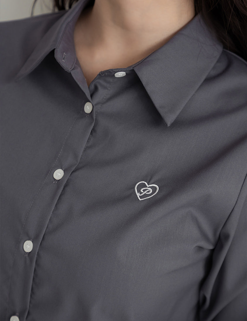 Heart Logo Embroidered Oversized Boyfriend Plus Size Shirt