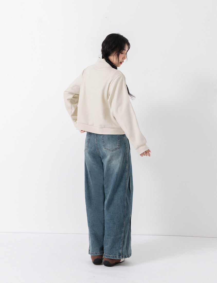 Geometric Seams Panel Slimming Plus Size Jeans