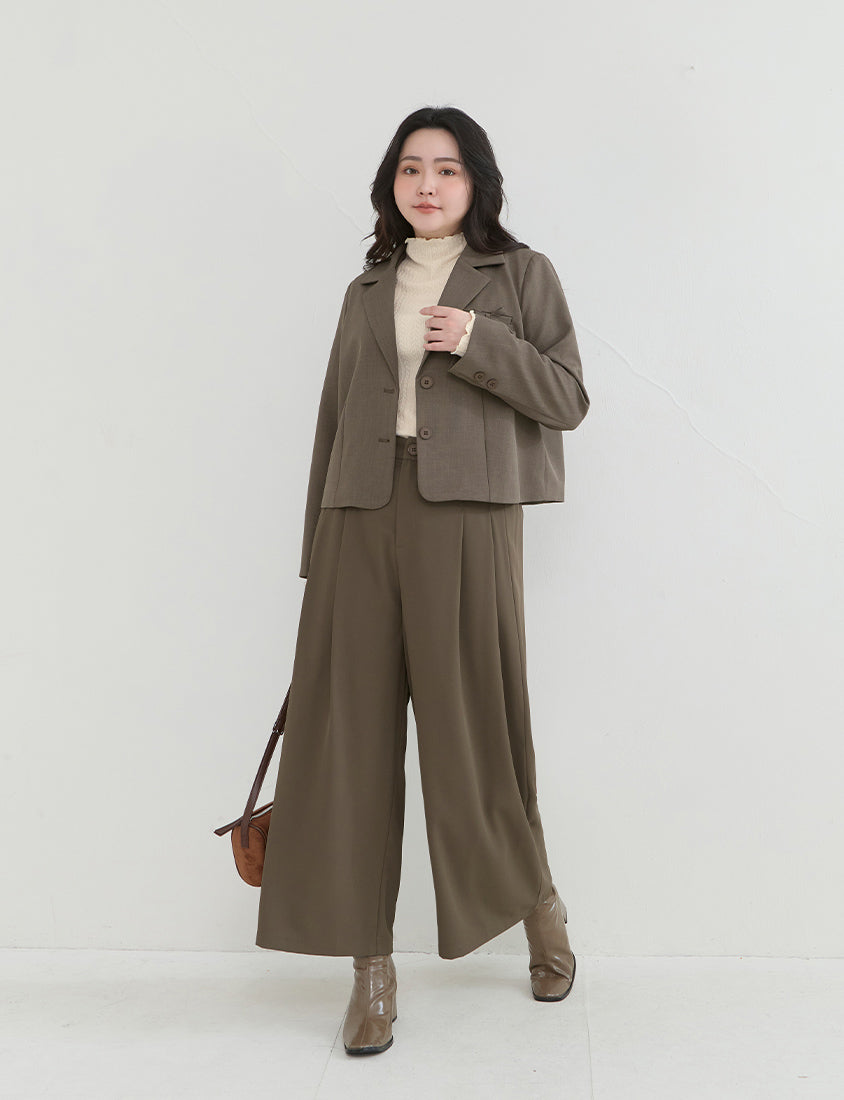 Asymmetrical Waist Pleated Chiffon Wide Leg Plus Size Pants