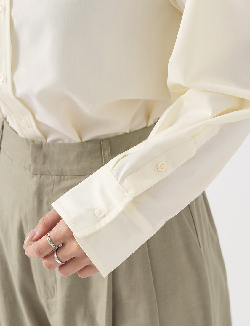 MISS. Easy-Care Contrast Color Long Sleeve Plus Size Shirt