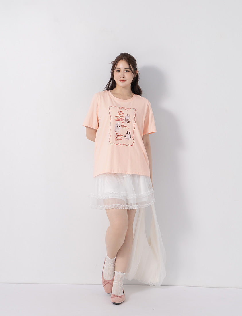 Cute Cat Print Oversized Plus Size Tee