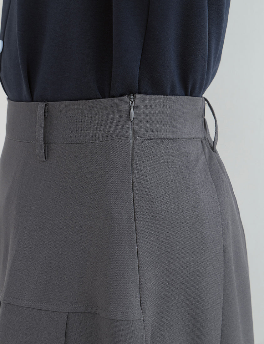 Preppy Wide Pleated Plus Size Midi Skirt