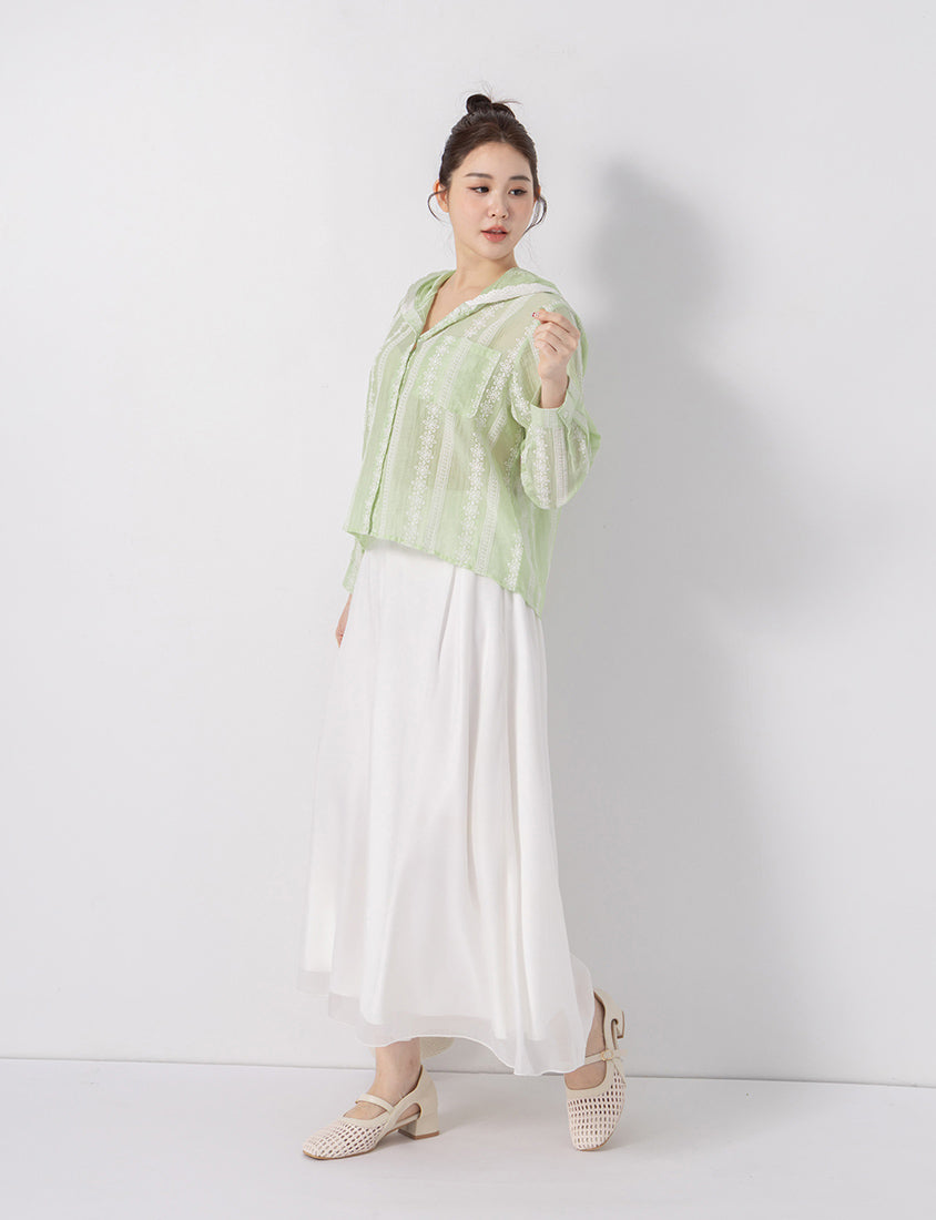 Japanese Style Semi-Sheer Lace Hooded Plus Size Jacket