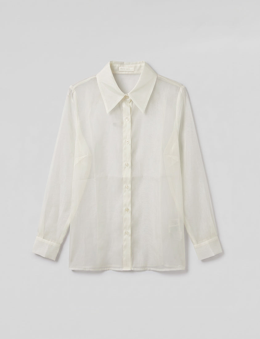 Subtle Sparkle Sheer Chiffon Back Slit Plus Size Shirt