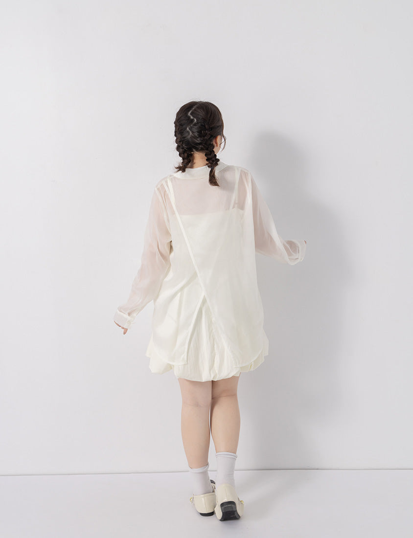 Subtle Sparkle Sheer Chiffon Back Slit Plus Size Shirt