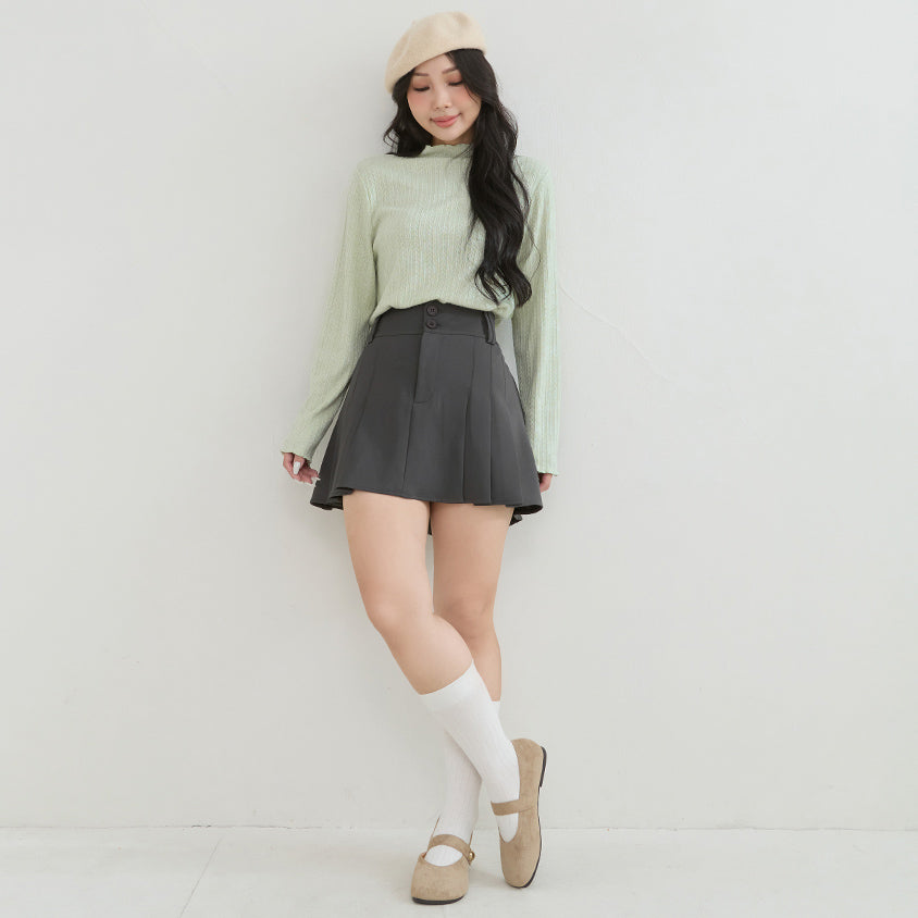 Soft Cable Knit Ribbed Rolled Edges Long Sleeve Plus Size Top