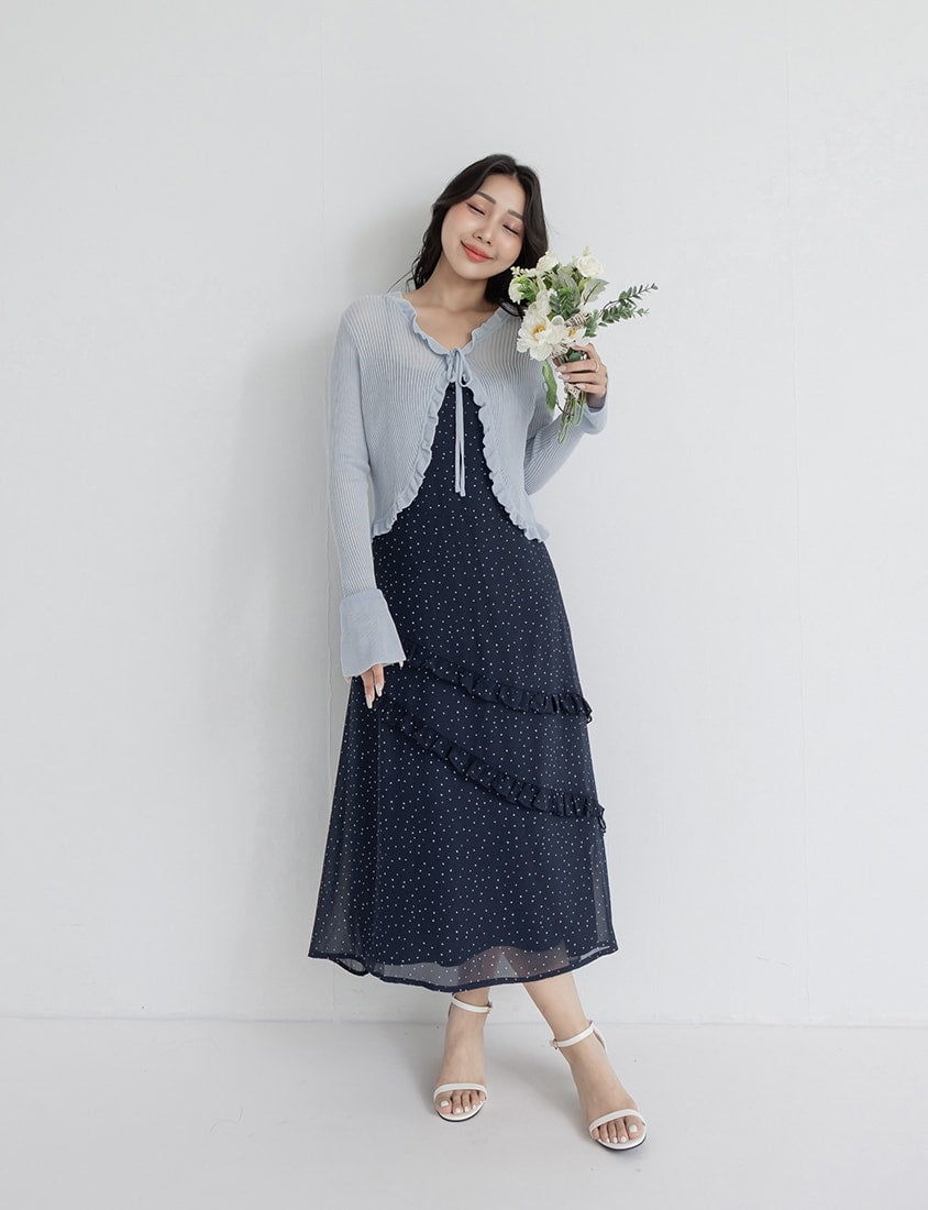 Instant Cooling Tencel Blend Tie-Front Knit Plus Size Cardigan