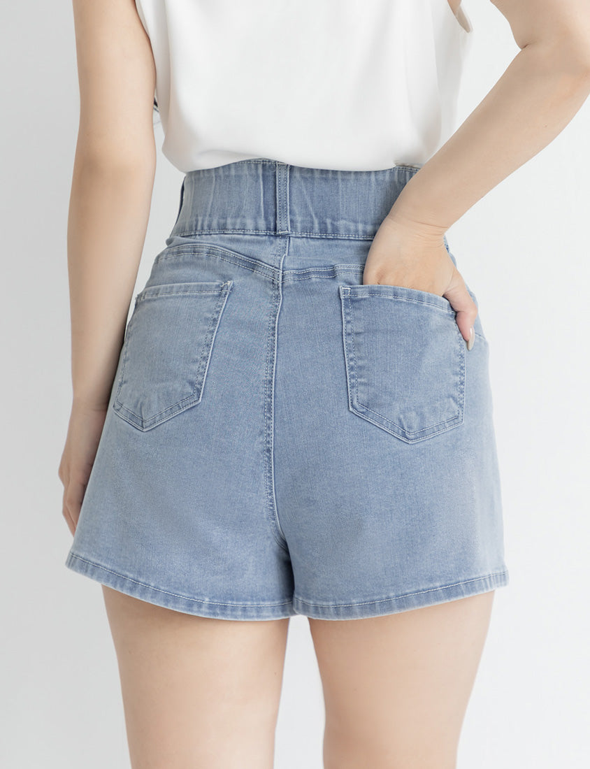 Slimming High Waist A-Line Plus Size Denim Shorts