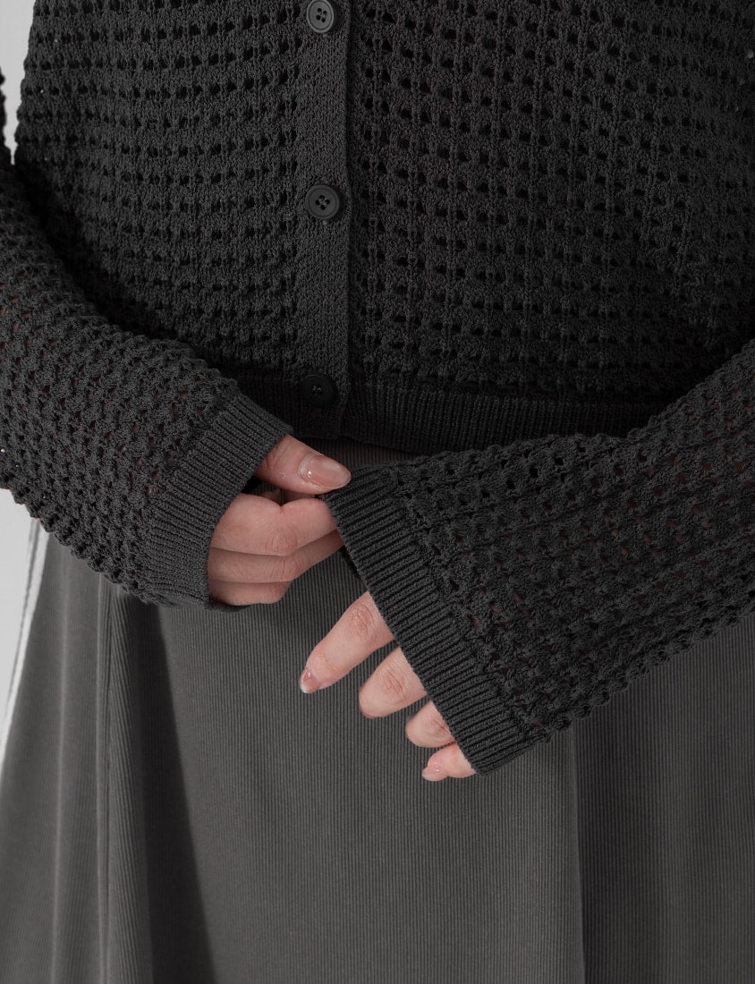 Ice Silk Button-Up Hooded Plus Size Knit Cardigan
