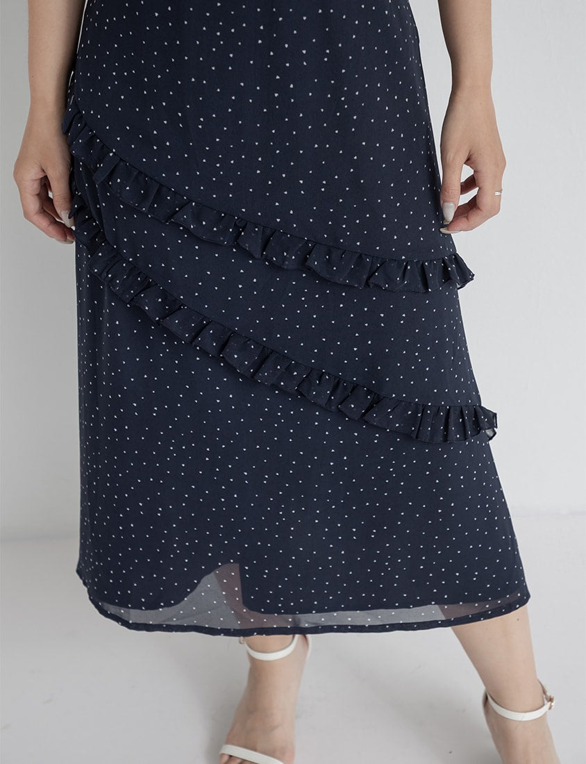 Heart Print Off-Shoulder Plus Size Cami Maxi Dress