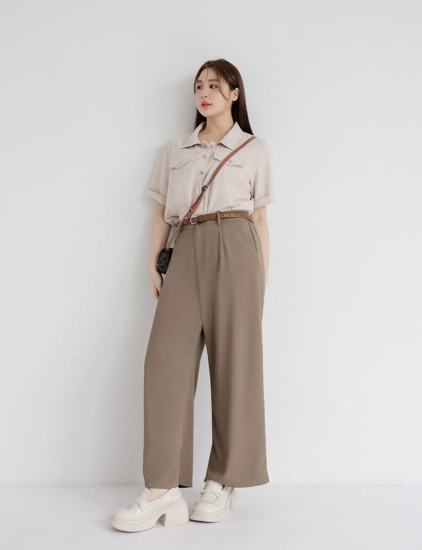 Sophisticated Pleated Drawstring Plus Size Tailored Pants