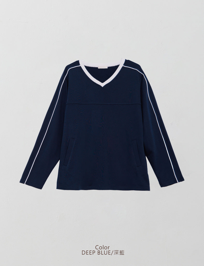 American Sporty Colorblock Oversized Long Sleeve Top (Unisex)