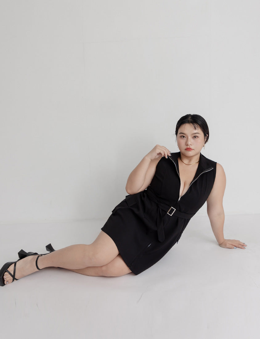 MUA! Utility Cargo Zip-Up Plus Size Sleeveless Dress (With Belt)