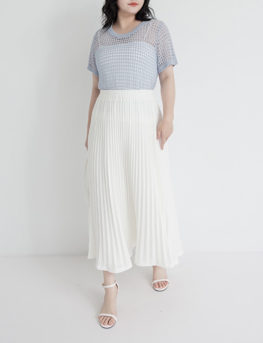 Summer Hollow Knit Short Sleeve Plus Size Top