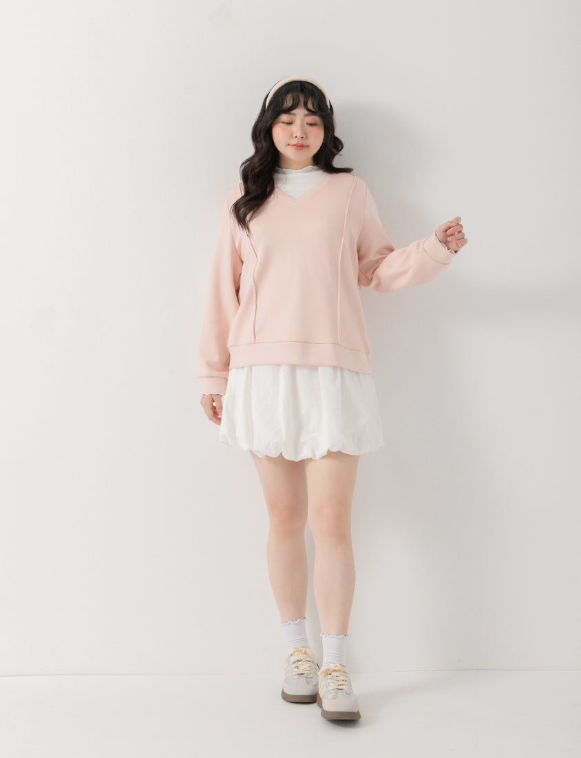Apple-Shaped Friendly! Perfect Fit Seamed Yogurt Touch Plus Size Sweater