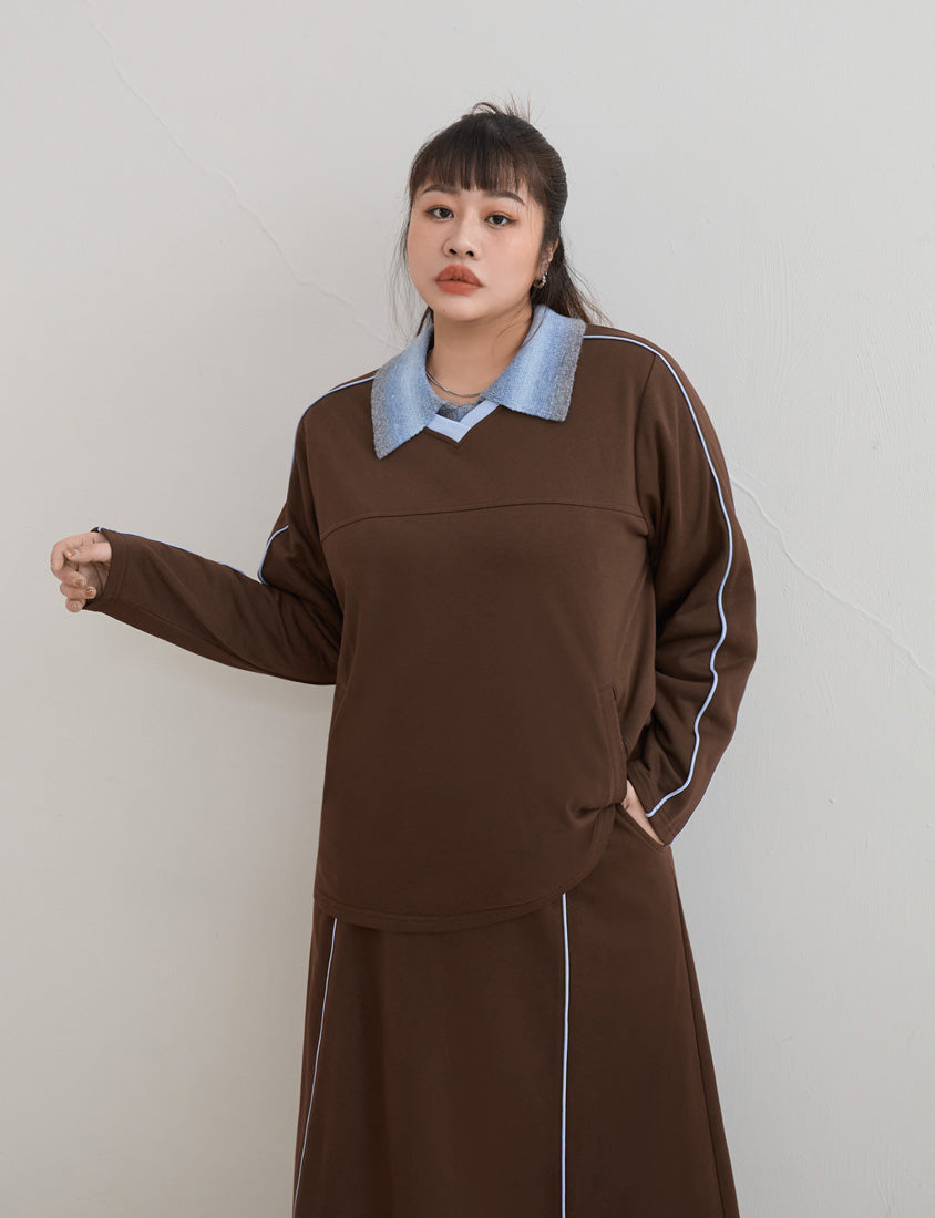 American Sporty Colorblock Oversized Long Sleeve Top (Unisex)