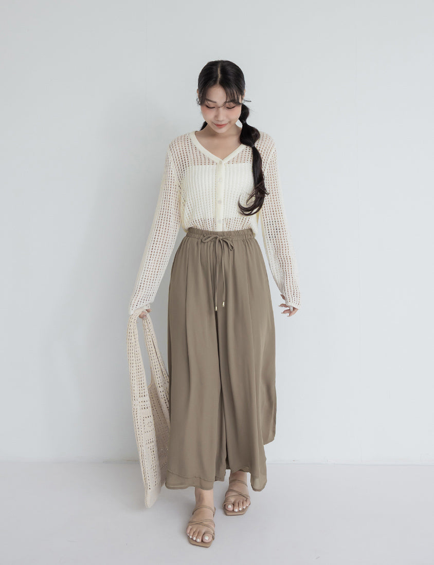 V-Neck Ice Silk Openwork Knit Plus Size Cardigan