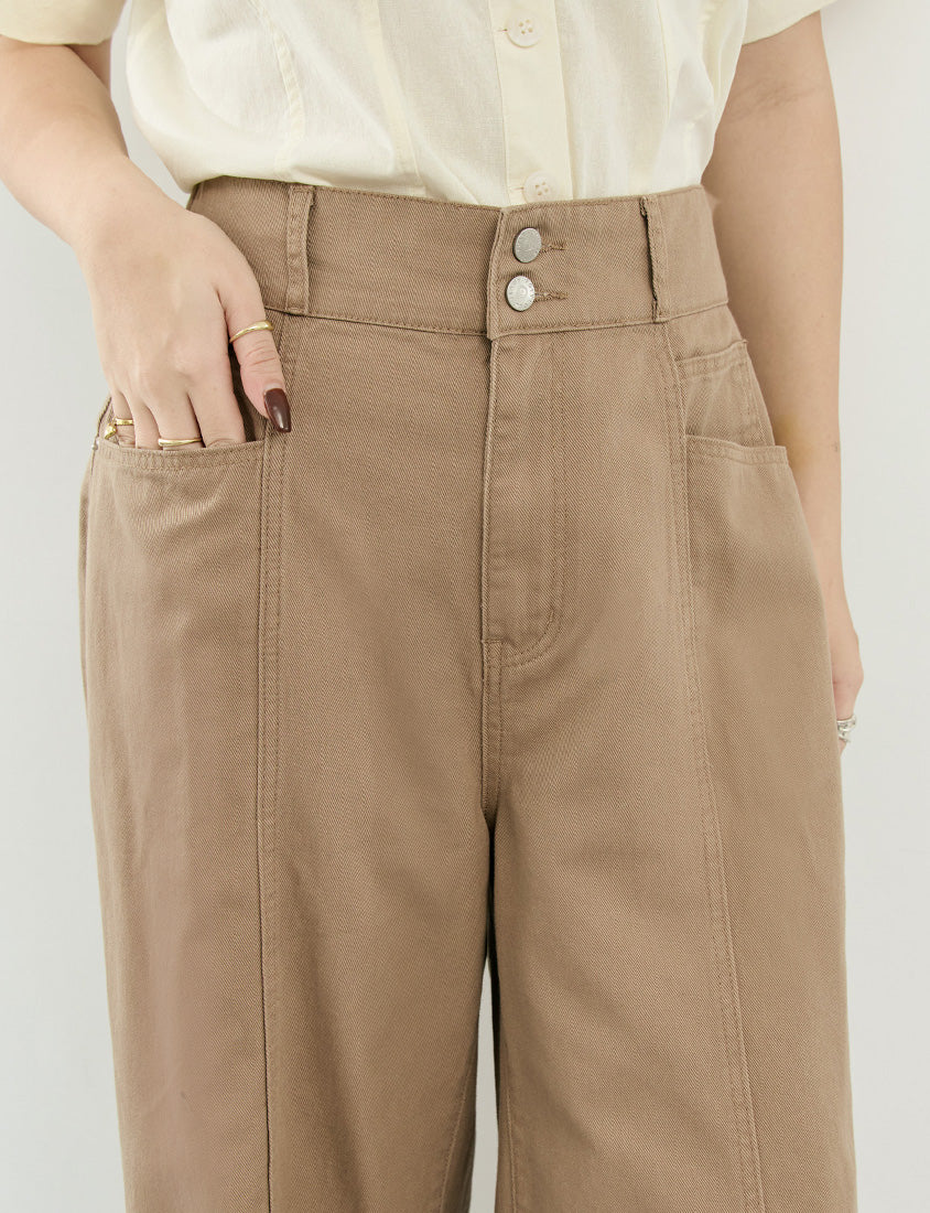 Standard Perfect Fit Twill Cotton Plus Size Wide Pants