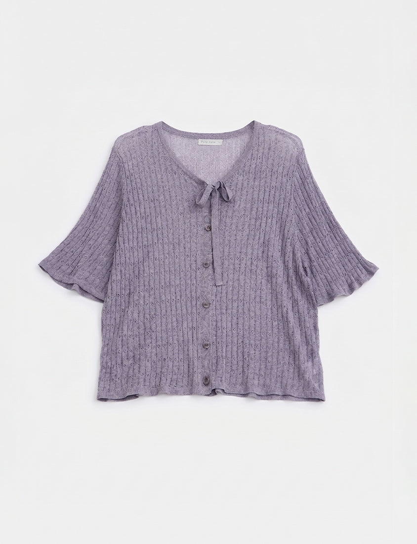 MISS. Lyocell Linen Ribbed Knit Plus Size Cardigan