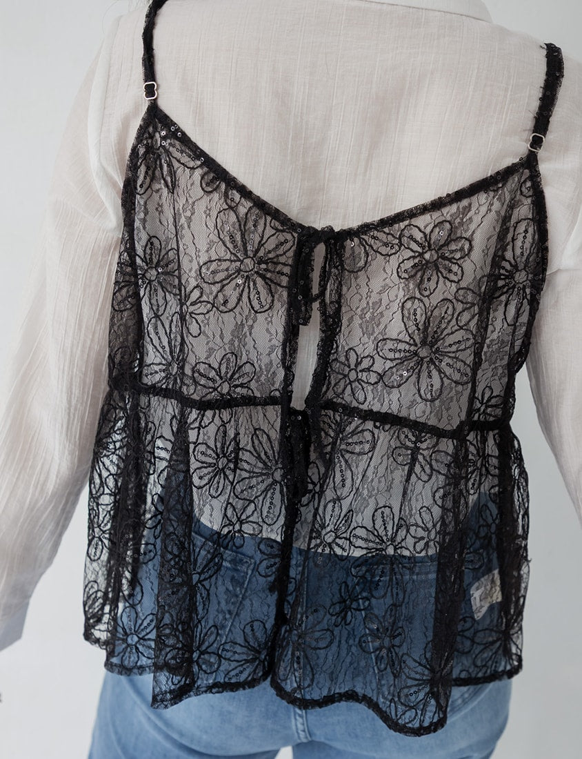 Delicate Floral Lace Layering Plus Size Camisole Vest
