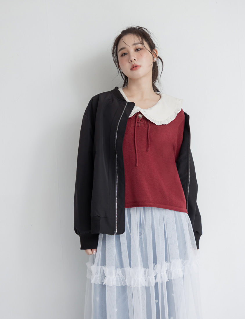 V-Neck Tie Flare Sleeve Plus Size Knit Top