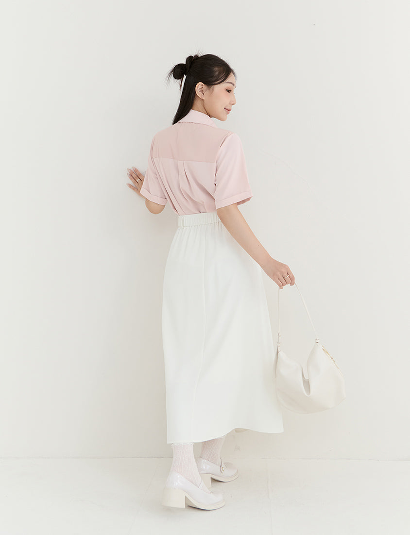 MISS. Morandi Faux Two Piece Plus Size Shirt (With Shawl)