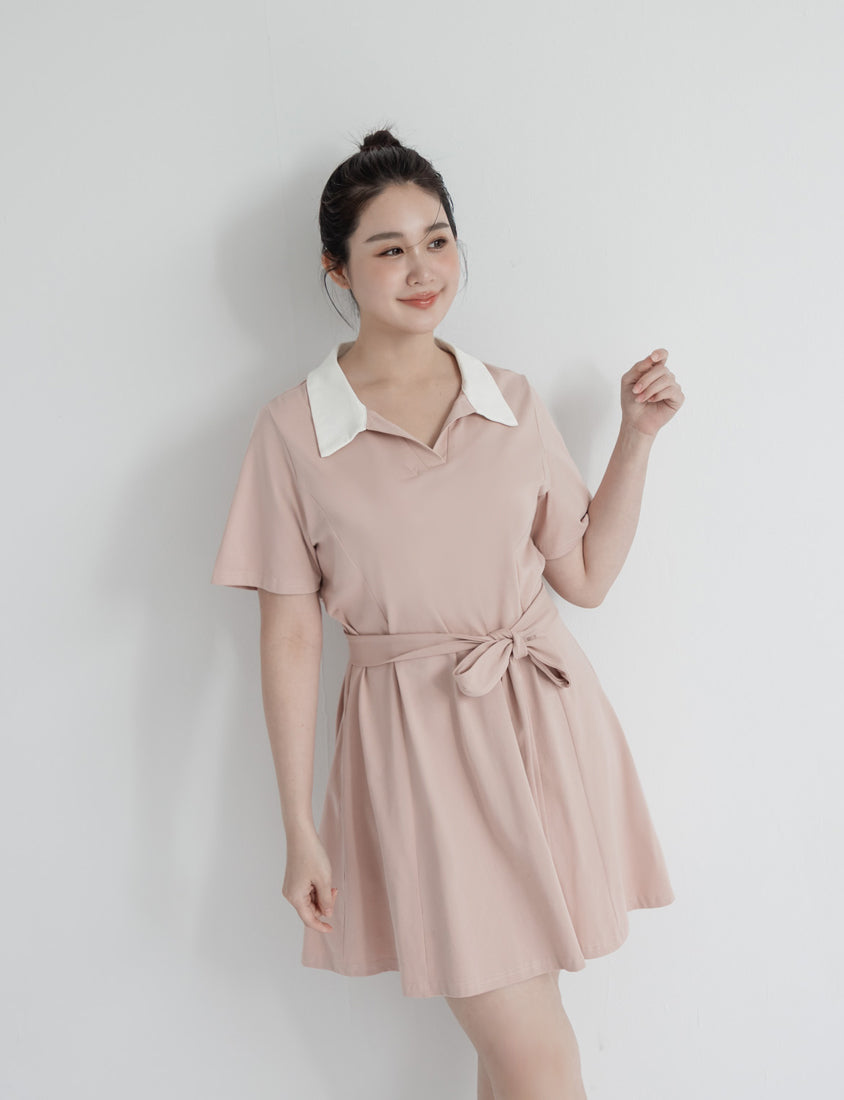 Instant Icy Cooling Collar Plus Size Mini Dress (With Waist Belt)