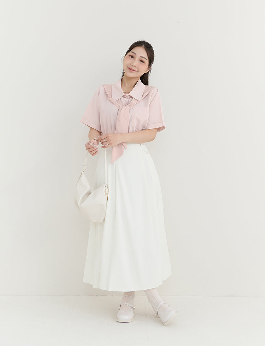MISS. Morandi Faux Two Piece Plus Size Shirt (With Shawl)